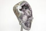 Sparkly Dark Purple Amethyst Geode With Metal Stand #209210-2